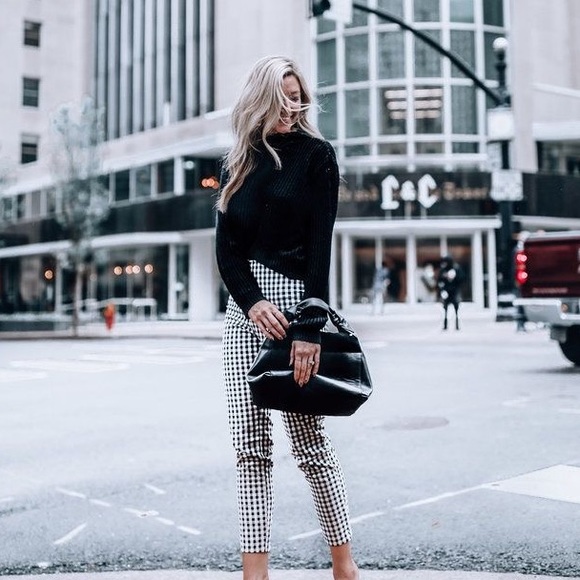 Gingham plaid high rise skinny pants black - Picture 2 of 3